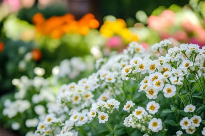 Image d'illustration. Gros plan sur des fleurs d alyssum parfumées