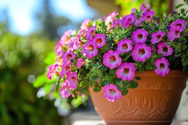 Calibrachoa en pleine floraison sur le balcon