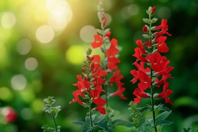 Fleurs rouges vives de salvia elegans