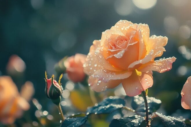 Gros plan de roses éclatantes