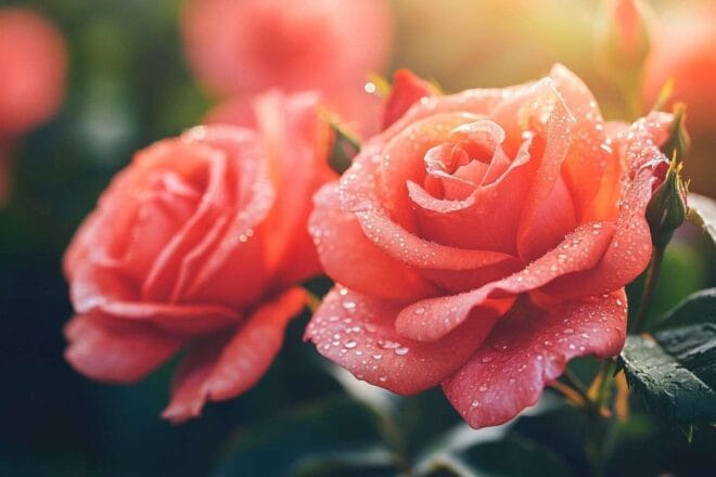 Gros plan de roses éclatantes