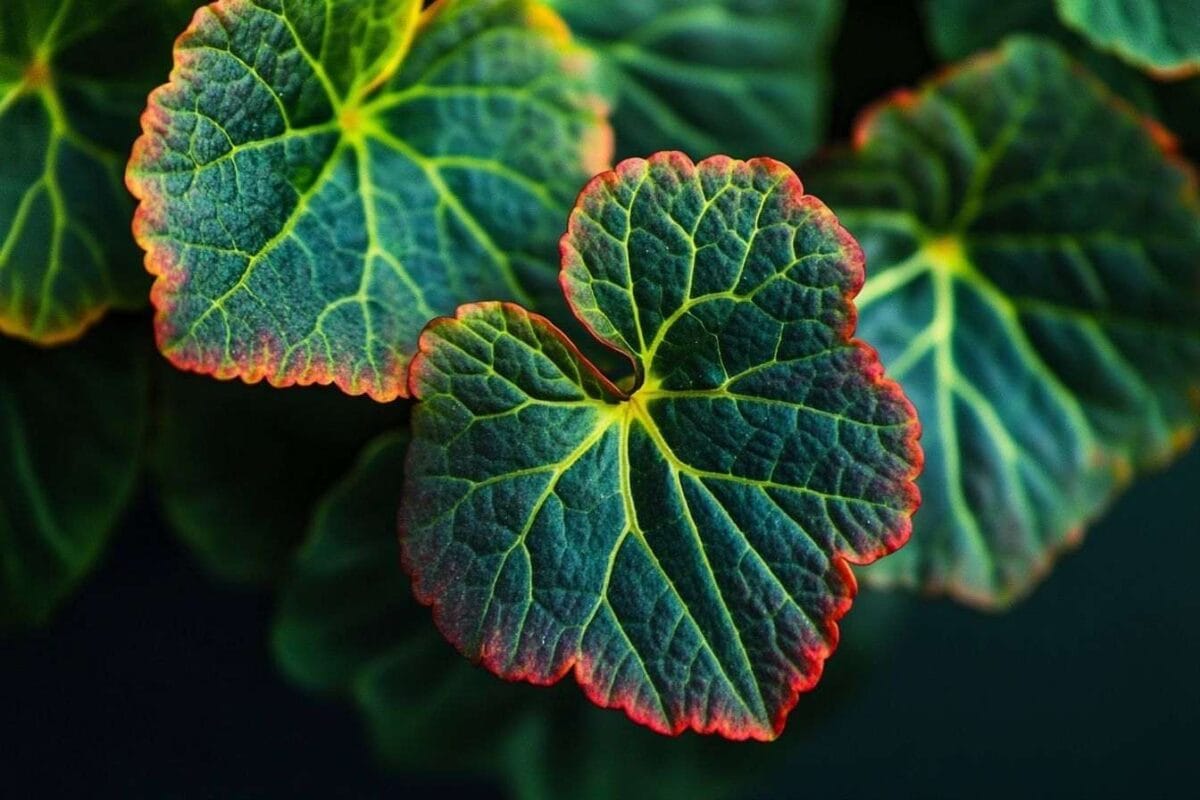 Feuilles de begonia benariensis en gros plan