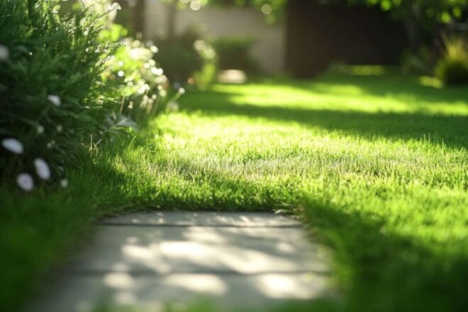 Gros plan de l herbe verte luxuriante