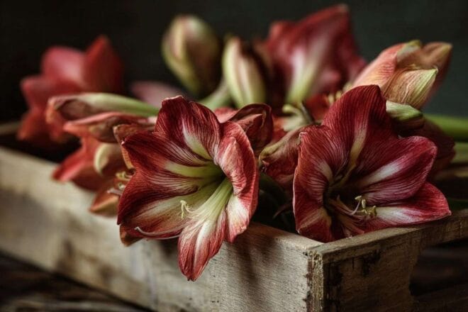 Collection d amaryllis artistiquement arrangée