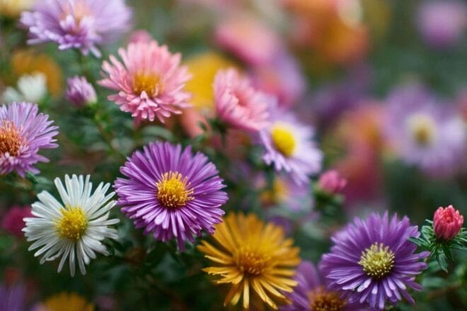 Gros plan d asters en fleur