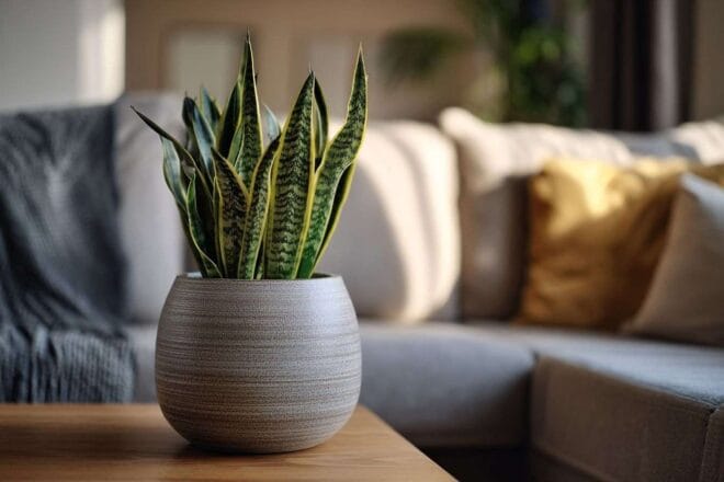Pot élégant avec sansevieria